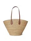 Ralph Lauren Leather-trimmed Straw Tote Bag In Neutral