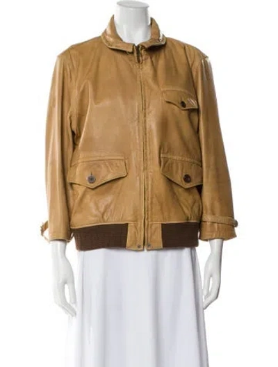 Pre-owned Ralph Lauren Leather Utility Jacket In Brown