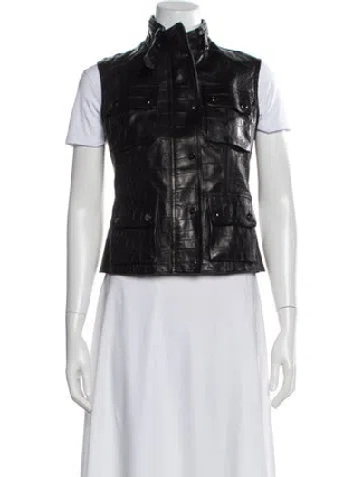 Pre-owned Ralph Lauren Leather Vest In Black