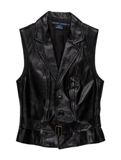 Pre-owned Ralph Lauren Leather Vest In Black