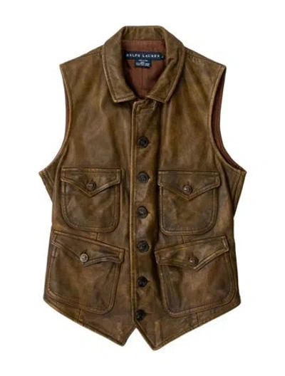 Pre-owned Ralph Lauren Leather Vest In Brown