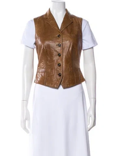 Pre-owned Ralph Lauren Leather Vest In Brown