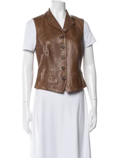 Pre-owned Ralph Lauren Leather Vest In Brown