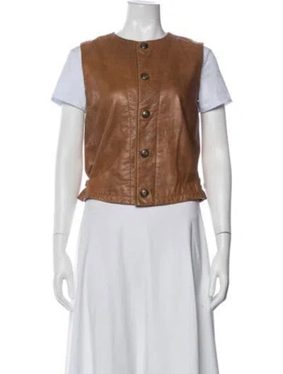 Pre-owned Ralph Lauren Leather Vest In Brown
