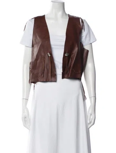 Pre-owned Ralph Lauren Leather Vest In Grey