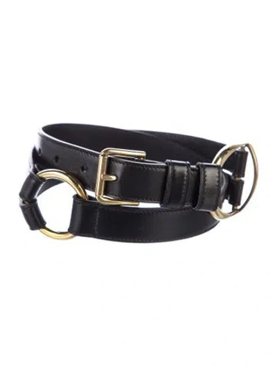 Pre-owned Ralph Lauren Leather Waist Belt In Black