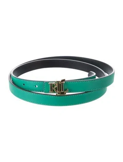 Pre-owned Ralph Lauren Leather Waist Belt In Black/green