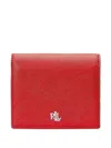 Ralph Lauren Crosshatch Leather Compact Wallet In Red