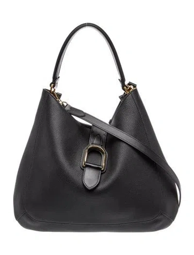 Pre-owned Ralph Lauren Leather Welington Medium In Black