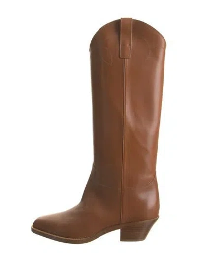 Pre-owned Ralph Lauren Leather Western Boots In Brown