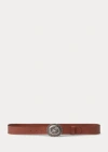 Ralph Lauren Leather Concho Wide Belt In Cuoio