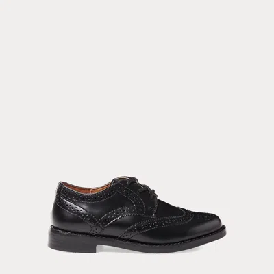 Polo Ralph Lauren Kids' Leather Wingtip Oxford Shoe In Black