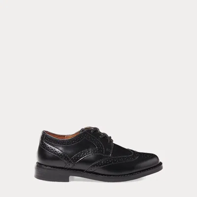 Ralph Lauren Kids' Leather Wingtip Oxford Shoe In Black