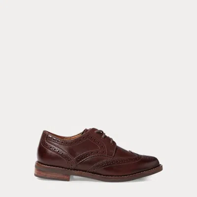 Ralph Lauren Kids' Leather Wingtip Oxford Shoe In Brown