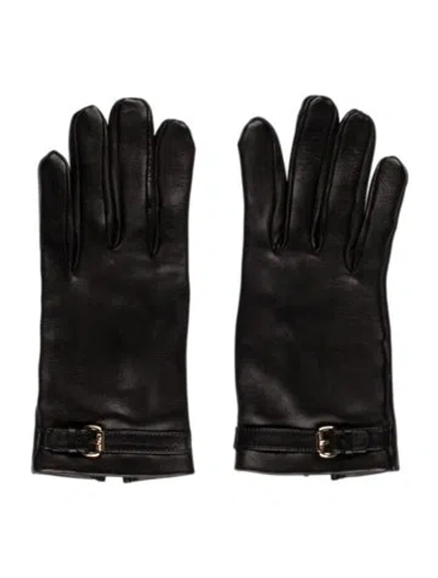 Pre-owned Ralph Lauren Leather Winter Gloves In Black