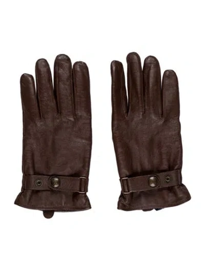Pre-owned Ralph Lauren Leather Winter Gloves In Brown