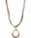 Ralph Lauren Leather-wrapped Ring Multi-cord Pendant Necklace, 16" + 3" Extender In Dark Brown