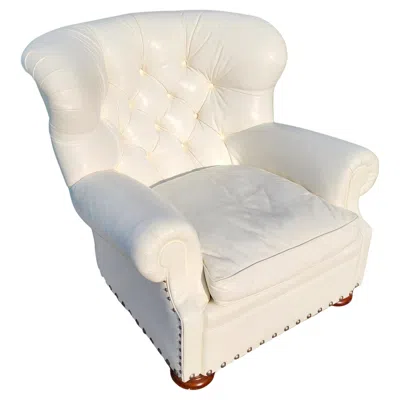 Pre-owned Ralph Lauren Leather Writers Chair In Sand