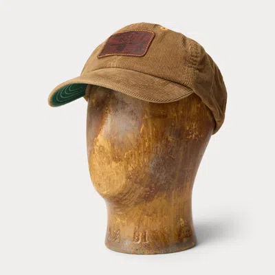 Ralph Lauren Leather-patch Corduroy Trucker Cap In Tan In Brown