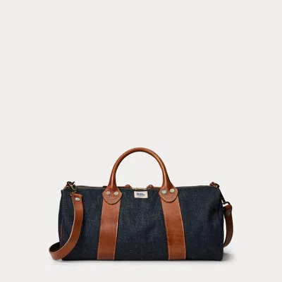 Ralph Lauren Leather-trim Indigo Denim Duffel In Indigo In Purple