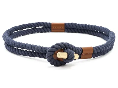 Ralph Lauren Leather-trim Rope Toggle Skinny Belt Belts Refined Navy/lauren Tan: Md (34" Waist) In Blue