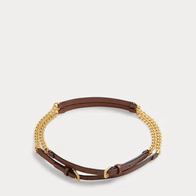 Ralph Lauren Leather-trim Stacked Chain Belt In Lauren Tan