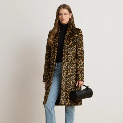 Ralph Lauren Leopard-print Faux-haircalf Coat In Tan Multi