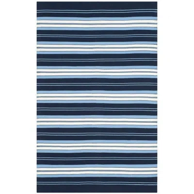 Ralph Lauren Leopold Lauren  Flat Weave Performance Striped Rug In Navy