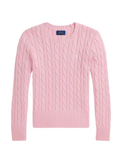 Ralph Lauren Light & Natural Cotton Sweater For Girls - Mini Style In Pink