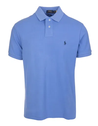 Ralph Lauren Light Blue And Blue Slim-fit Pique Polo Shirt