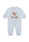 Ralph Lauren Light Blue Babygrow For Baby Boy With Polo Bear In White