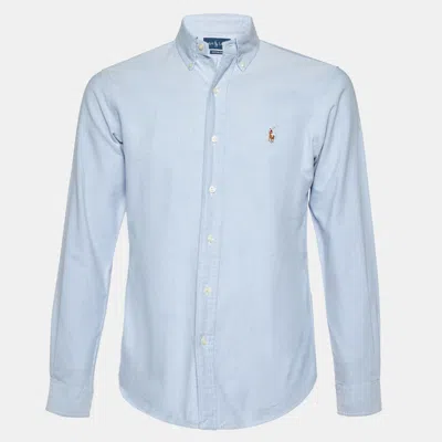 Pre-owned Polo Ralph Lauren Light Blue Cotton Custom Fit Button Down Shirt S