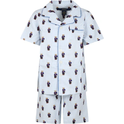 Ralph Lauren Kids' Light Blue Cotton Pajamas For Boy With Bears
