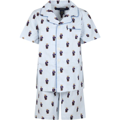 Polo Ralph Lauren Kids' Light Blue Cotton Pajamas For Boy With Bears