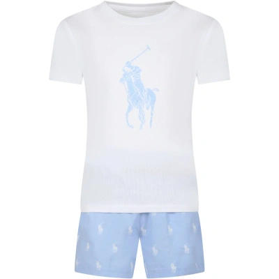 Ralph Lauren Kids' Light Blue Cotton Pajamas For Boy With Pony