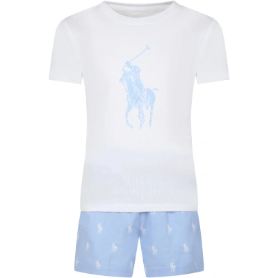 Polo Ralph Lauren Kids' Light Blue Cotton Pajamas For Boy With Pony