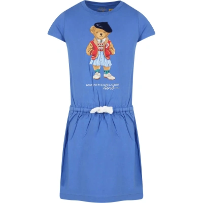 Ralph Lauren Kids' Light Blue Dress For Girl With Polo Bear