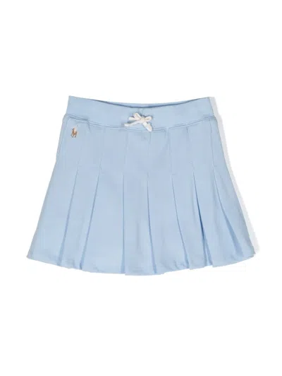 Ralph Lauren Kids' Light Blue Pleated Mini Skirt With Drawstring