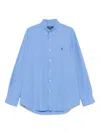 Ralph Lauren Light Blue Solid Logo Shirt In Blue