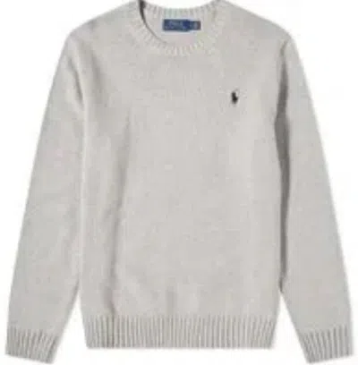 Ralph Lauren Light Grey Fine Knit Sweater In Gray