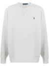 Polo Ralph Lauren Long-sleeve Heathered Sweatshirt With Classic Crew Neckline In Light Grey
