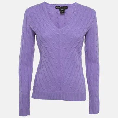 Pre-owned Ralph Lauren Light Purple Cashmere Cable Knit Sweater M
