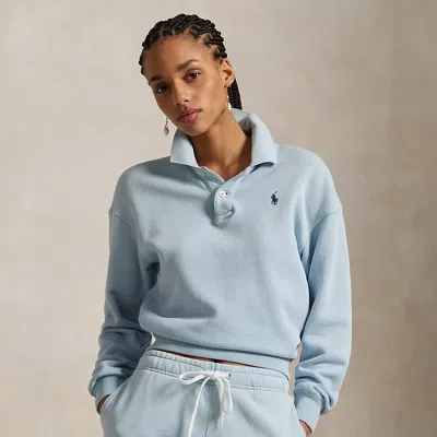 Ralph Lauren Lightweight Fleece Long-sleeve Polo In Alpine Blue