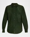 Ralph Lauren Tyler Debossed Suede Overshirt In Green