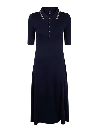 Ralph Lauren Lillianna Elbow Sleeve Day Dress In Blue