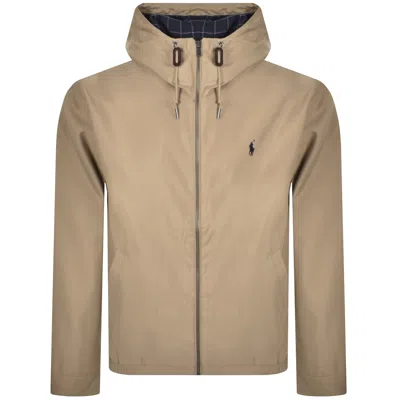 Ralph Lauren Linded Windbeaker Jacket Beige In Brown
