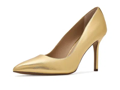 Ralph Lauren Lindella Ii Metallic Leather Pumps In Gold