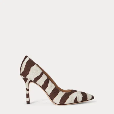Ralph Lauren Lindella Ii Zebra-print Canvas Pump