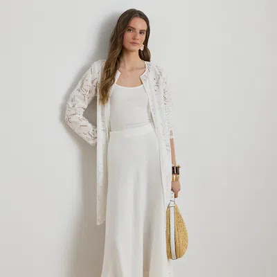 Ralph Lauren Linen A-line Midi Skirt In White In Multi