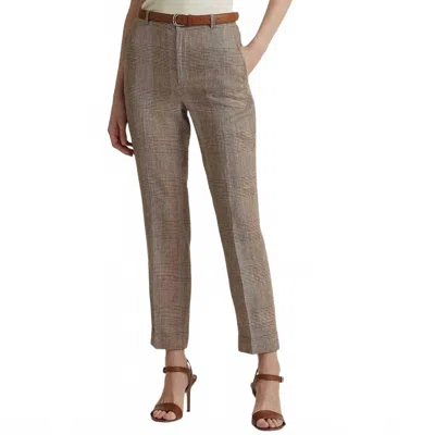Ralph Lauren Linen Ankle Glen Pants In Plaid Brown
